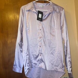 Fashion Nova Lilac Satin Blouse